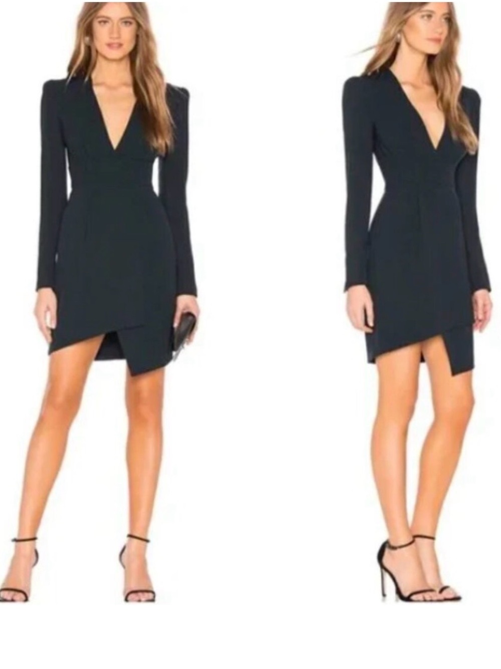 A.L.C. Mara Crepe V-Neck Mini Dress in Black 0